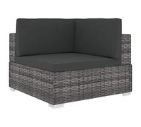Ziaphsol Chaise d'angle modulable en résine tressée Grise avec Coussin, Structure en Acier Enduit de Poudre, 70 x 70 x 52,5 cm, pour Jardin terrasse Balcon Patio véranda Lounge