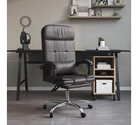 Ziaphsol Chaise de bureau avec fonction massage - Gris - En cuir synthétique - Avec accoudoirs - Réglable en hauteur - Chaise pivotante pour bureau à domicile - Ergonomique - Rotation à 360 °