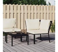 Ziaphsol Chaise de Jardin modulable avec Coussins Sable, Structure Acier Enduit de Poudre, 76 x 76 x 79 cm, accoudoir et Dossier, Assise pour terrasse Balcon Patio Lounge
