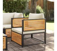 Ziaphsol Chaise de Jardin modulable en Bois d Acacia Massif avec Coussins, siège 68 x 68 x 64 cm, Structure Acier Enduit de Poudre, terrasse Balcon Patio véranda Lounge