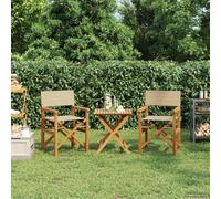 Ziaphsol Chaise de réalisateur en teck massif, marron, beige, résistante aux intempéries, pliable, pour jardin, terrasse, balcon, balcon, extérieur, fauteuil à dossier haut avec accoudoirs et