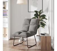 Ziaphsol Chaise de relaxation avec structure en métal, housse en velours gris clair, coque rembourrée avec accoudoir, entièrement réglable pour salon, balcon, terrasse, bureau, loisirs et détente