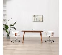 Ziaphsol Chaise de salle à manger pivotante blanche en cuir synthétique et bois de bûre avec vérin à gaz réglable en hauteur 55 x 50 x 70-78 cm Moderne pour salon, cuisine et bureau Confortable et