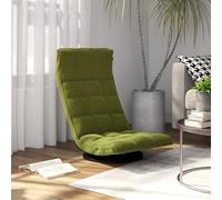 Ziaphsol Chaise de sol pivotante vert clair en velours, chaise de sol réglable avec dossier, pliable, rotation à 360 degrés, rembourrage en mousse, pour méditation, jeux et lecture dans le salon