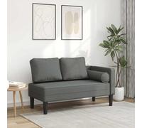 Ziaphsol Chaise longue avec coussin, tissu gris foncé, 116,5 x 62 x 57,5 cm, chaise longue pour salon, chaise longue relaxante avec accoudoirs et rembourrage