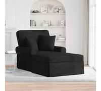 Ziaphsol Chaise Longue avec Jupe Tissu Noir Coussins 3 pièces pour Salon Chambre détente Confort Style Moderne
