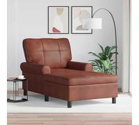 Ziaphsol Chaise Longue Brun Brillant 91 x 157 x 91 cm en Simili Cuir Moderne avec Coussin Amovible pour Salon, terrasse ou Chambre, idéale pour Relaxation