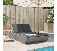 Ziaphsol Chaise Longue Double en résine tressée Gris, avec Coussins, Dossier inclinable 4 Positions, Cadre Acier Enduit de Poudre, Bain Soleil pour Jardin terrasse Balcon Piscine extérieur
