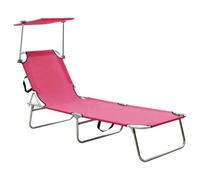 Ziaphsol Chaise Longue Pliable Bain Soleil transat Chaise Longue lit chilienne Rose Aluminium Dossier inclinable auvent réglable pour Jardin terrasse Balcon Piscine Plage Camping, Confort et détente