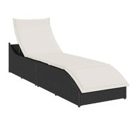 Ziaphsol Chaise Longue Pliante Bain Soleil en résine tressée Noire avec Coussin, Dossier inclinable 3 Positions, Coffre de Rangement intégré, pour Jardin terrasse Balcon Piscine et Plage Confort
