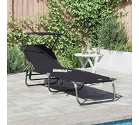 Ziaphsol Chaise Longue Pliante Noire en Tissu Oxford, 190 x 57 x 81 cm, Dossier inclinable, Acier, Bain Soleil pour Jardin, terrasse, Balcon, Piscine, Plage, Camping, détente et Relaxation