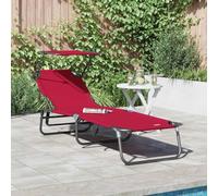 Ziaphsol Chaise Longue Pliante Rouge en Tissu Oxford, 190 x 57 x 81 cm, Dossier inclinable, Cadre Acier, Bain de Soleil pour Jardin terrasse Balcon Piscine Plage extérieur