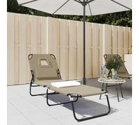 Ziaphsol Chaise Longue Pliante Taupe en Tissu Oxford et Acier Enduit de Poudre, 189 x 56 x 83 cm, 5 Positions, Oreiller, Trou pour Le Visage, Jardin terrasse Piscine Plage Confort extérieur