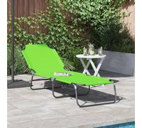 Ziaphsol Chaise Longue Pliante Vert en Polyester 188 x 57 x 86,5 cm, Bain Soleil, transat, Chaise Longue, lit chilienne, Fauteuil Relax, inclinable pour Jardin terrasse Balcon Piscine Plage extérieur