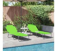 Ziaphsol Chaise Longue Pliante Vert Lot de 2, Bain Soleil transat lit chilienne Fauteuil Relax inclinable, Dossier réglable, Polyester, Jardin terrasse Balcon Piscine Plage extérieur Patio Camping