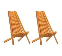 Ziaphsol Chaise Pliante 2 pcs Marron en Bois d'acacia Massif pour extérieur terrasse Balcon Patio mobilier Jardin Robuste et élégant