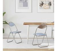 Ziaphsol Chaise Pliante 2 pièces Gris Simili Cuir 48 x 43,5 x 81 cm pour Salle à Manger, Bureau ou Cuisine avec Dossier Ergonomique, rembourré, Pied en métal, Transport Facile