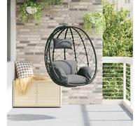 Ziaphsol Chaise Suspendue en polyrotin Anthracite 91,5 x 54,5 x 107 cm Fauteuil balancelle extérieur intérieur avec Coussin et Appui-tête pour terrasse Balcon Jardin Relaxation
