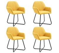 Ziaphsol Chaises à Manger Lot de 4 Jaune Tissu Ergonomique avec accoudoirs et Pieds en Acier Durable pour Salle à Manger ou Salon, Design Moderne et Vintage, Confort Optimal, empilables
