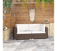 Ziaphsol Chaises d Angle Lot de 2 avec Coussins, canapé Fauteuil modulable en résine tressée Marron, Structure Acier Enduit, 70 x 70 x 54 cm, extérieur Jardin terrasse Balcon Patio véranda Lounge
