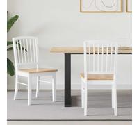 Ziaphsol Chaises de Salle à Manger Blanches en Bois Massif avec Assise Ergonomique et Design Moderne pour Cuisine ou Salon, Lot de 2, 50 x 52,5 x 91 cm, Confort et Style Durable