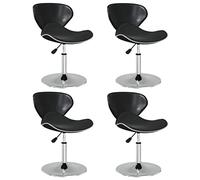 Ziaphsol Chaises de Salle à Manger Lot de 4 Noires en Similicuir avec mécanisme de Levage à gaz pivotantes 360 degrés, Hauteur réglable, parfaites pour Cuisine, Salon ou comptoir, Design Moderne