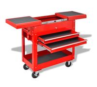 Ziaphsol Chariot à outils en acier rouge 79,5 x 37 x 85 cm, chariot d'atelier avec roues, chariot à magazines pour garage, entrepôt, chantier et ménage, solution de rangement stable de 25,4 kg