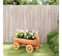 Ziaphsol Chariot décoratif en bois de sapin massif 70 x 43 x 54 cm, chariot de jardin avec 4 roues en bois et poignée, bac à fleurs 21 l pour plantes, légumes, véranda, cour et jardin