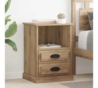 Ziaphsol Chêne Artisanal Bedside Cabinet Set of 2 with Spacious Drawers and Shelves for Bedroom Or Living Room Storage 36 x 43 x 60 cm Durable Engineered Wood Furniture