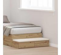 Ziaphsol Chêne Artisanal Bedside Storage Drawers 100 x 36.5 x 16.5 cm Modern Minimalistic Bedroom Furniture with 2 Drawers for Organization and Versatile Use as Seat Or Step