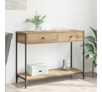 Ziaphsol Chêne Artisanal Industrial Console Table 100 x 34.5 x 75 cm with Metal Frame and Adjustable Feet for Modern Living Room Hallway Decor and Versatile Storage Solutions