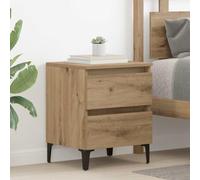 Ziaphsol Chêne Artisanal Modern Bedside Table 40 x 35 x 50 cm with Drawer Sturdy Metal Legs Versatile for Bedroom Living Room Or Dormitory Space-Saving Design Ideal for Urban Apartments