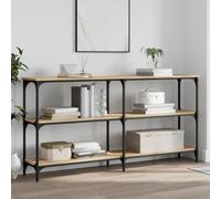Ziaphsol Chêne Sonoma Console Table 150x29x75 cm Modern Industrial Wooden Entryway Sofa Side Table with Metal Frame for Living Room Hallway Bedroom