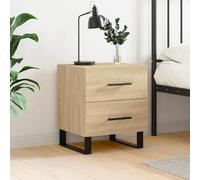 Ziaphsol Chêne Sonoma Modern Bedside Table 40x35x47.5 cm with Drawers Wooden Nightstand with Metal Legs for Bedroom Living Room Durable Storage and Display Furniture