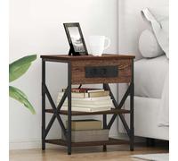 Ziaphsol Chevet avec étagère en Bois d'ingénierie et Cadre en Acier 41 x 31 x 51 cm pour Chambre Moderne ou Industrielle avec Station de Recharge et Rangement Pratique