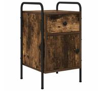 Ziaphsol Chevet en Bois d'Ingénierie avec Cadre en Acier Fumé 35 x 36,5 x 61 cm, Rangement avec Tiroir, Porte Réversible, Pieds Ajustables, Design Industriel Moderne pour Chambre et Salon