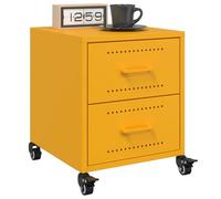 Ziaphsol Chevet Table appoint with 2 Drawers in Mustard Yellow 36x39x43.5 cm Steel Modern Vintage Bedroom Side Table for Bedroom Lounge Living Room Decor