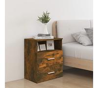 Ziaphsol Chevet Table Appoint with Drawers and Shelf in Smoked Oak 50x32x60 cm Modern Scandinavian Bedroom Furniture for Living Room and Nightstand