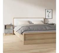 Ziaphsol Chevet Table Appoint with Modern Industrial Style in Grey Concrete Finish 2 Pieces Durable MDF and Eucalyptus Wood for Bedroom Living Room and Dormitory Decor