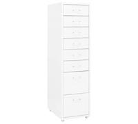 Ziaphsol Classeur Mobile Blanc 28x41x109 cm en métal avec 8 tiroirs, Roues, poignée en métal, idéal pour Rangement de dossiers, Documents, Archives, Bureau, Maison, étude, Chambre