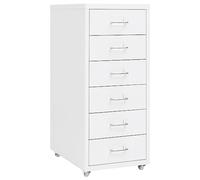 Ziaphsol Classeur Mobile Blanc 28x41x69 cm en métal avec 6 tiroirs, roulettes, poignée en métal, idéal pour Rangement de Documents, dossiers et Fournitures de Bureau ou Maison