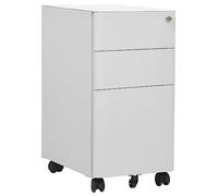 Ziaphsol Classeur Mobile Gris Clair 30x45x59 cm en Acier avec 3 tiroirs, Serrure, Porte-Crayon, Roues, capacité 75 kg pour Bureau Maison ou étude
