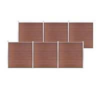 Ziaphsol Clôture de jardin WPC marron 1045 x 186 cm en composite bois-plastique, panneaux rigides avec poteaux aluminium, palissade occultante pour terrasse, balcon, piscine, aménagement extérieur