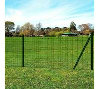 Ziaphsol Clôture Euro en acier vert 25 m x 1 m avec grillage PVC, poteaux, pointes d'ancrage et accessoires pour jardin, terrasse, clôture rigide de séparation et occultation