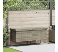 Ziaphsol Coffre de jardin avec roulettes - Gris clair - 160 x 55 x 75 cm - En rotin synthétique - Coussin de rangement - Pour balcon, terrasse, extérieur, résistant aux intempéries, aspect rotin