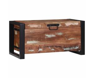 Ziaphsol Coffre de rangement en bois massif vieilli - 60 x 30 x 30 cm - Avec couvercle - Boîte de rangement - Commode - Banc pour chambre à coucher, couloir, couloir