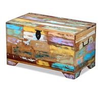 Ziaphsol Coffre de rangement en bois massif vieilli style vintage avec couvercle et assise 73 x 39 x 41 cm avec 2 poignées pour salon, chambre à coucher, couloir