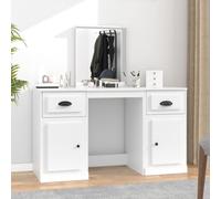 Ziaphsol Coiffeuse avec Miroir Blanc 130x50x132,5 cm Meuble de Maquillage avec Rangement Armoire Commode Console Bureau Table pour Chambre Salle de Bain Dressing