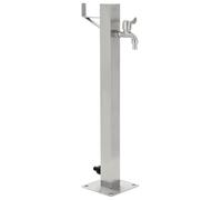 Ziaphsol Colonne d'eau de jardin carrée en acier inoxydable - 65 cm - Robinet autonome - Filetage extérieur 1/2 - Raccord de tuyau d'arrosage - Pour jardin, pelouse, balcon, terrasse