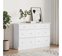 Ziaphsol Commode Alta Blanche en Bois Massif de pin 112x35x73 cm avec 7 tiroirs spacieux pour Rangement Chambre Salon entrée Bureau
